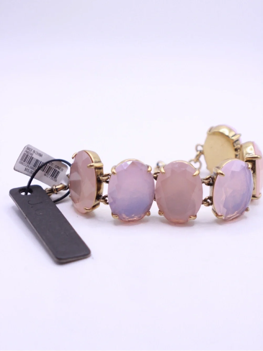 New J. Crew Gold-Tone Ice Quartz Bracelet with Soft Pink & Purple Faceted Ovals - Picture 1 of 7
